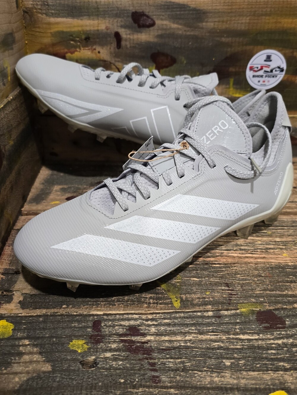 IF4197 Adidas Men's Adizero Electric.1 II Football Cleats Grey White Size US 9.5